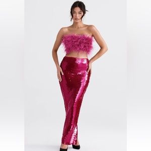 HOUSE OF CB 'Alexis' Hot Pint Sequin Maxi Skirt/Size M-US 6-8